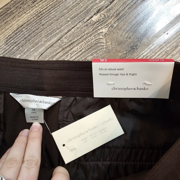 Christopher & Banks Women's Size 14L Classic Fit Trouser Leg Pants Elastic Waist - Picture 4 of 8